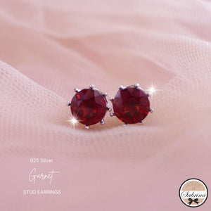 Round Garnet Gemstone Earrings