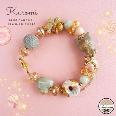 KUROMI BLUE CARAMEL ALASHAN AGATE GEMSTONE LUCKY CHARM BRACELET