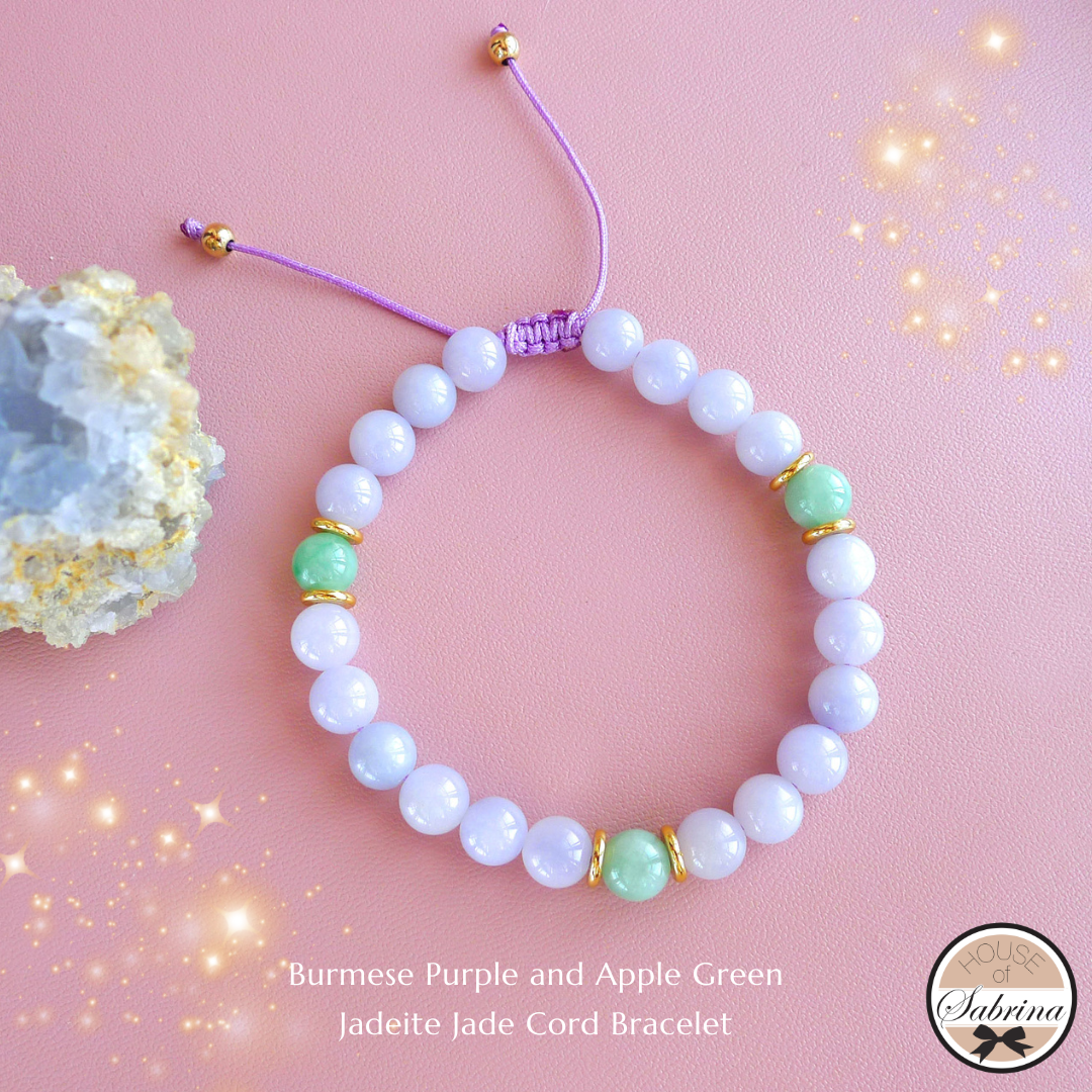 SPRING HAS SPRUNG PURPLE AND PINK JADEITE GEMSTONE BRACELET STACK