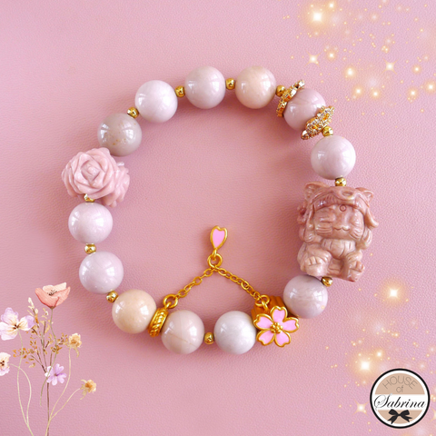 SAKURA CAT STRAWBERRY MILK ALASHAN GEMSTONE LUCKY CHARM BRACELET