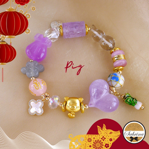 2024 BOAR/PIG ALL IN ONE GEMSTONE LUCKY CHARM BRACELET