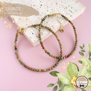 DAINTY 3MM UNAKITE GEMSTONE BRACELETS