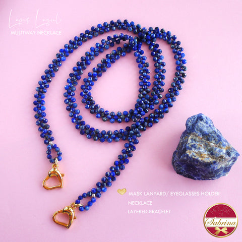 LAPIS LAZULI MULTIWAY NECKLACE, BRACELET, MASK LANYARD, EYEGLASSES HOLDER