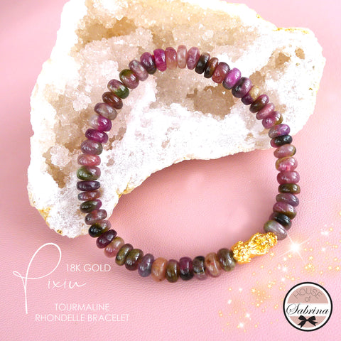 18K Gold Pixiu Tourmaline Gemstone Bracelet