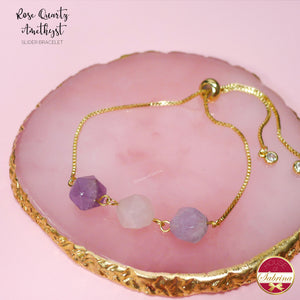 ROSE QUARTZ - AMETHYST GEMSTONE SLIDER BRACELET