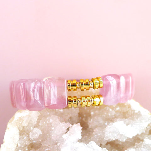 HIGH GRADE MADAGASCAN ROSE QUARTZ SOFT BANGLE