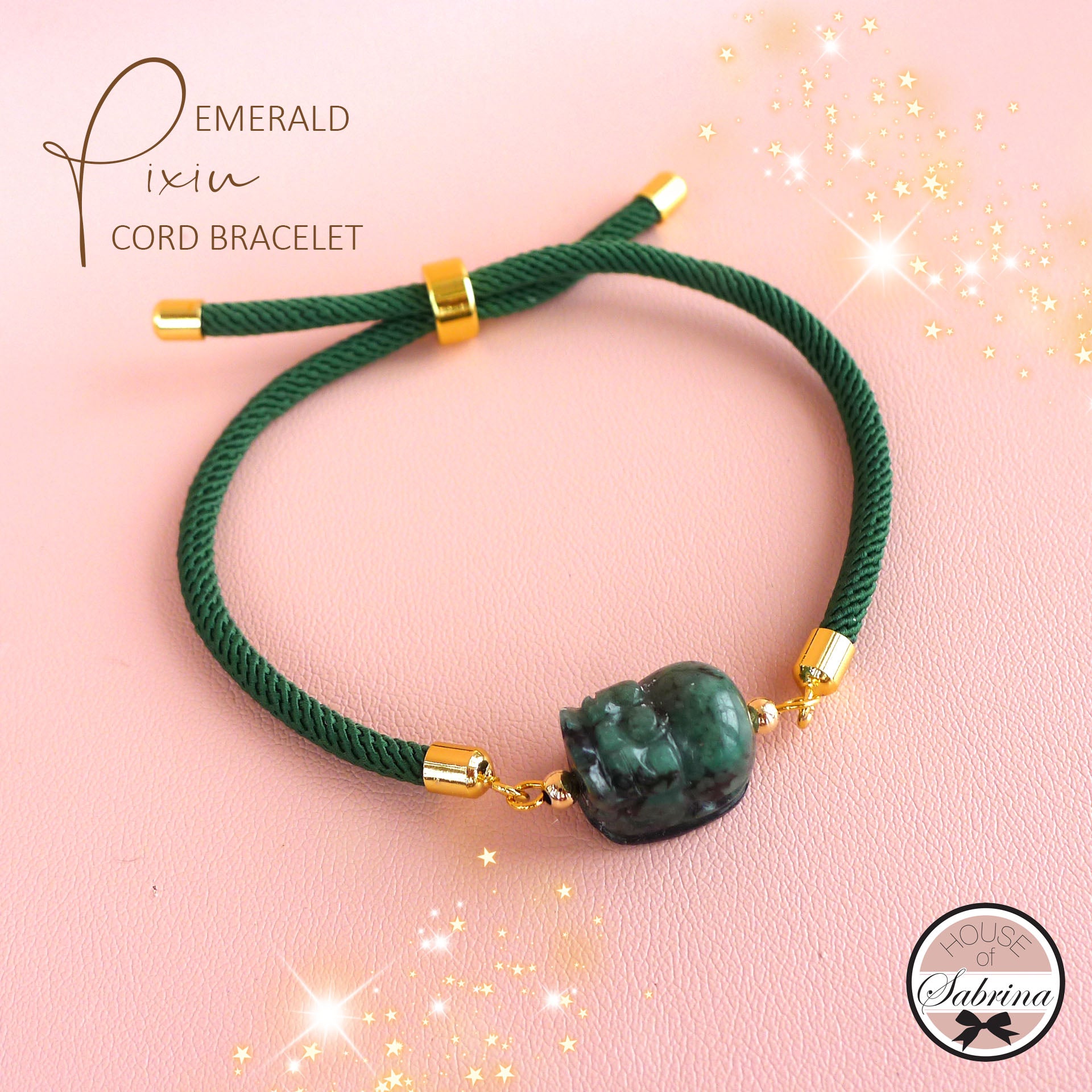 HIGH GRADE EMERALD PIXIU CORD BRACELET