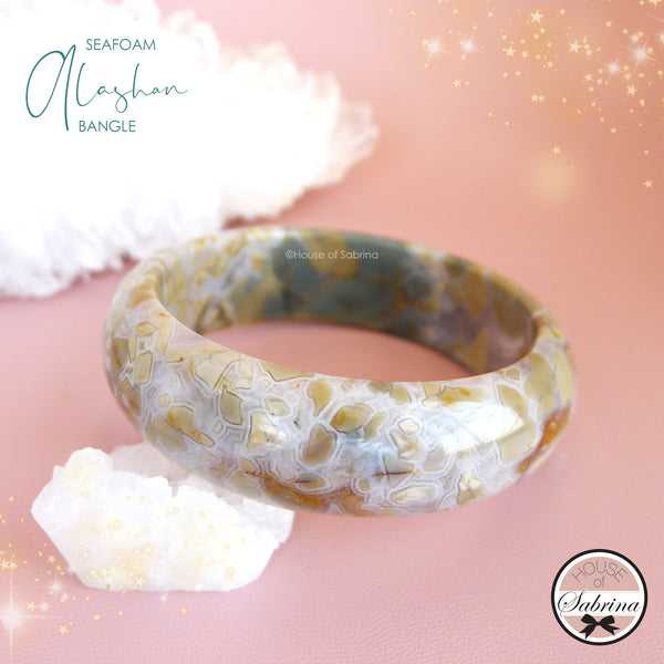 SEAFOAM ALASHAN AGATE GEMSTONE BRACELET SET