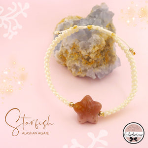 STARFISH ALASHAN AGATE GEMSTONE CORD BRACELET