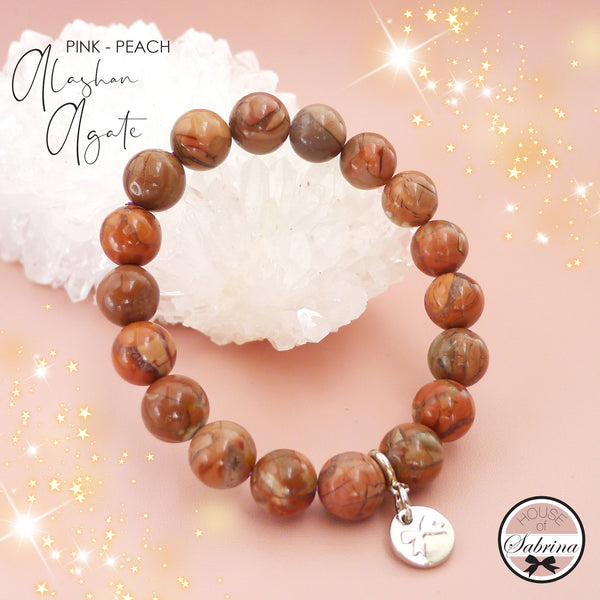 HIGH GRADE PINK - PEACH ALASHAN AGATE SET