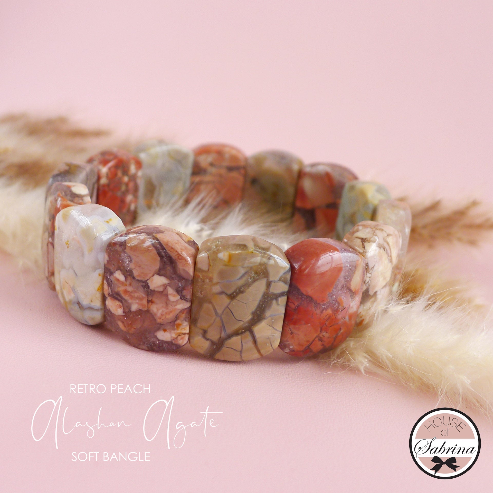 RETRO PEACH ALASHAN AGATE SOFT BANGLE