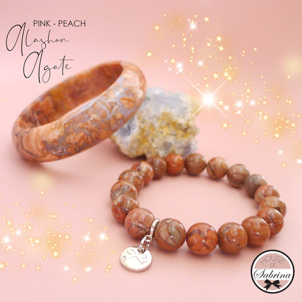 HIGH GRADE PINK - PEACH ALASHAN AGATE SET