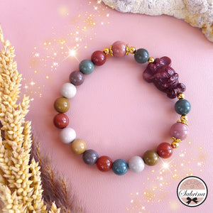 RED MINNIE MOUSE ALASHAN AGATE GEMSTONE BRACELET