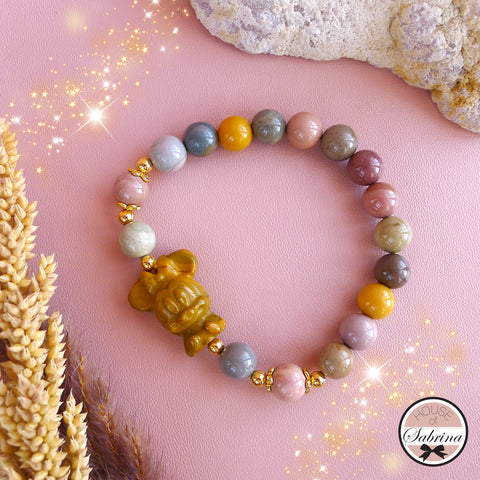 YELLOW MINNIE MOUSE ALASHAN AGATE GEMSTONE BRACELET