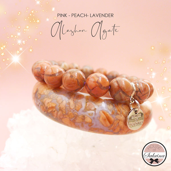 HIGH GRADE PINK - PEACH ALASHAN AGATE SET