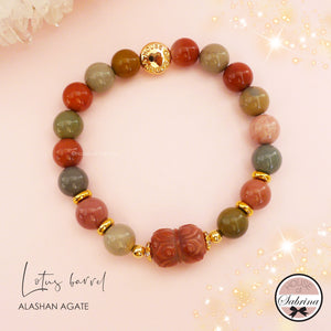 LOTUS FLOWER BARREL ALASHAN GEMSTONE BRACELET