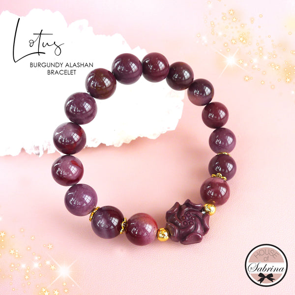 PURPLE-BURGUNDY LOTUS ALASHAN AND MICA BANGLE SET