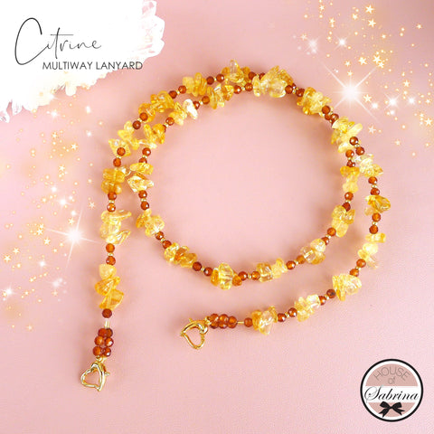 CITRINE CHIPS MULTIWAY NECKLACE, BRACELET, MASK LANYARD, EYEGLASSES HOLDER