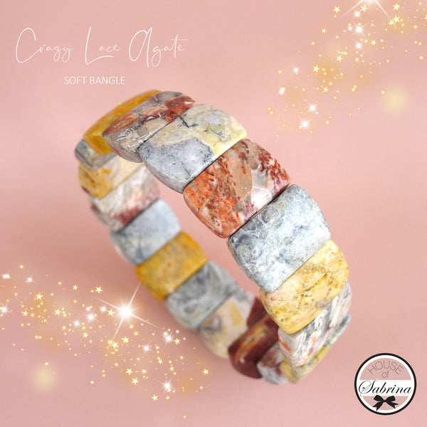 CRAZY LACE AGATE SOFT BANGLE GEMSTONE BRACELET