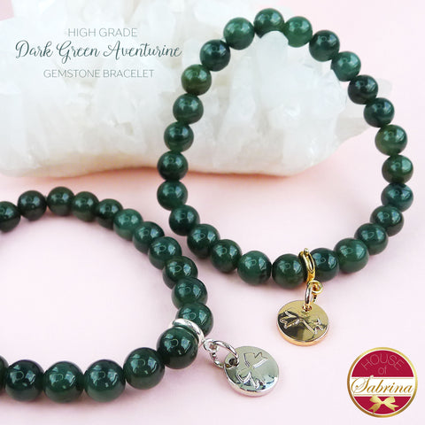 HIGH GRADE DARK GREEN AVENTURINE GEMSTONE BRACELET