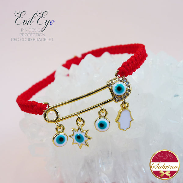 EVIL EYE PIN DESIGN CORD PROTECTION BRACELET