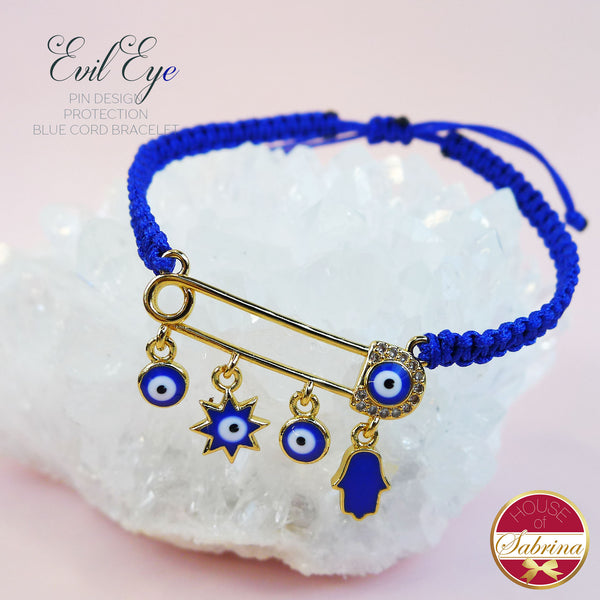 EVIL EYE PIN DESIGN CORD PROTECTION BRACELET