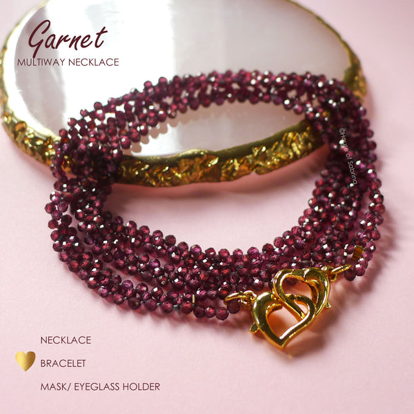 GARNET  MULTIWAY NECKLACE, BRACELET, MASK LANYARD, EYEGLASSES HOLDER