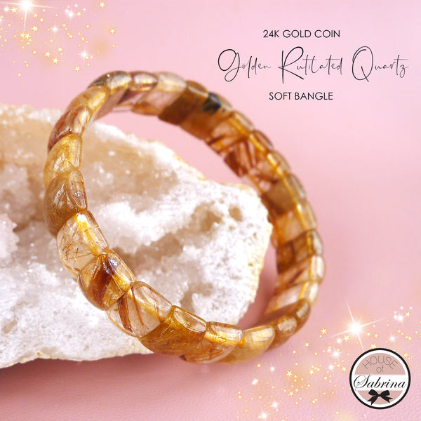 HIGH GRADE GOLDEN RUTILATED QUARTZ SOFT BANGLE