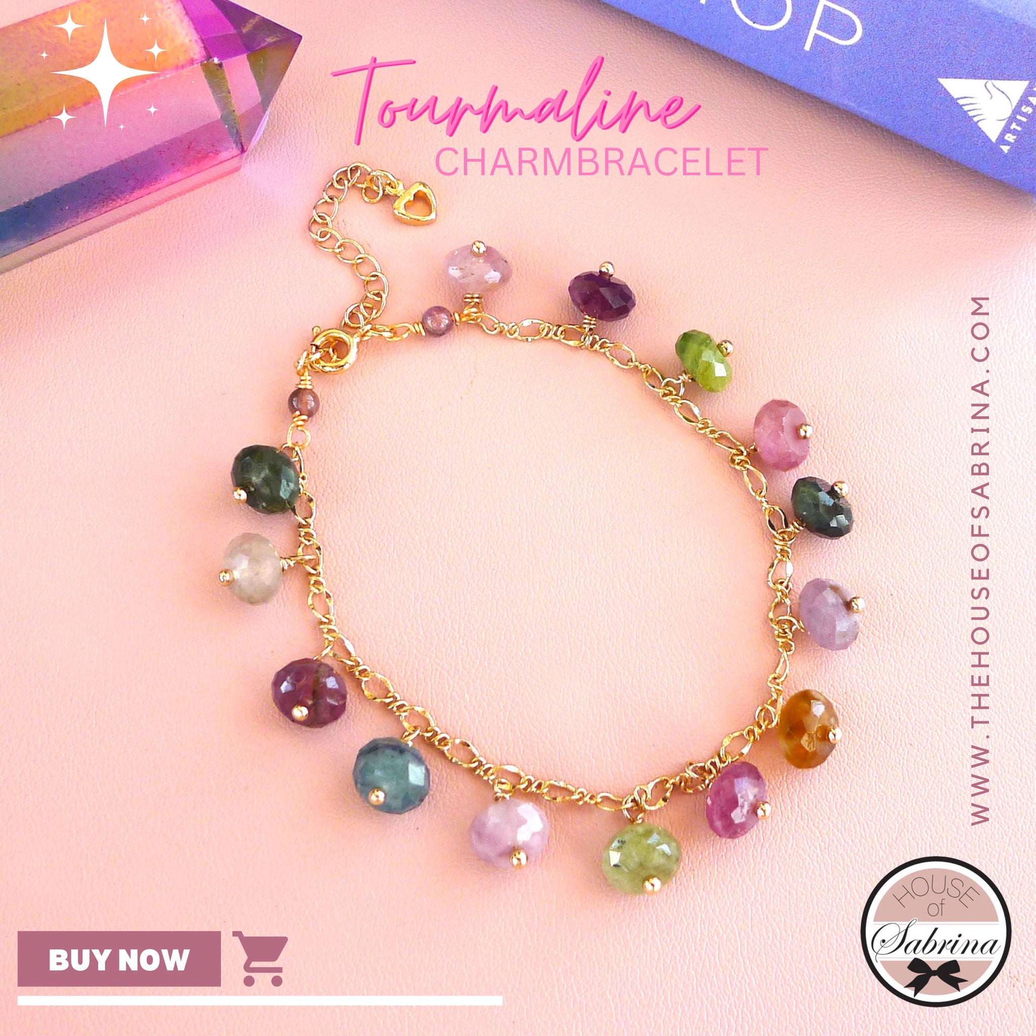 MULTICOLOURED TOURMALINE CHARM BRACELET