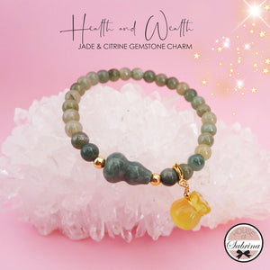 HEALTH AND WEALTH JADE CITRINE GEMSTONE CHARM