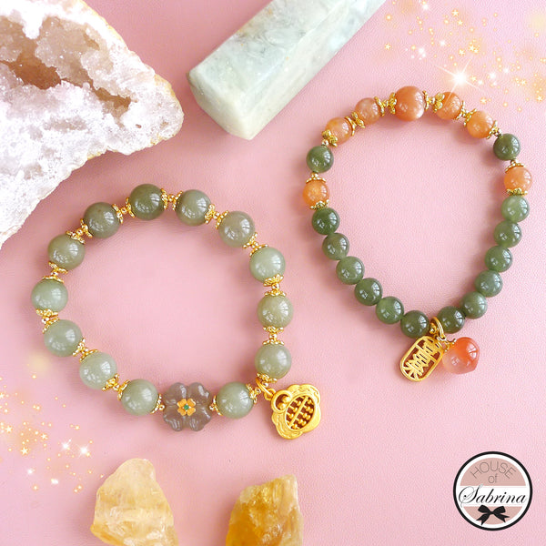 HIGH GRADE HETIAN JADE GEMSTONE LUCKY CHARM BRACELETS