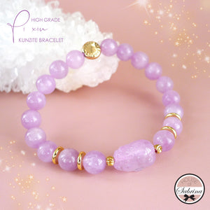 HIGH GRADE KUNZITE PIXIU and LUCKY TURN SLIDER GEMSTONE BRACELET