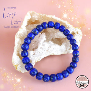 HIGH GRADE LAPIS LAZULI BARREL GEMSTONE BRACELET