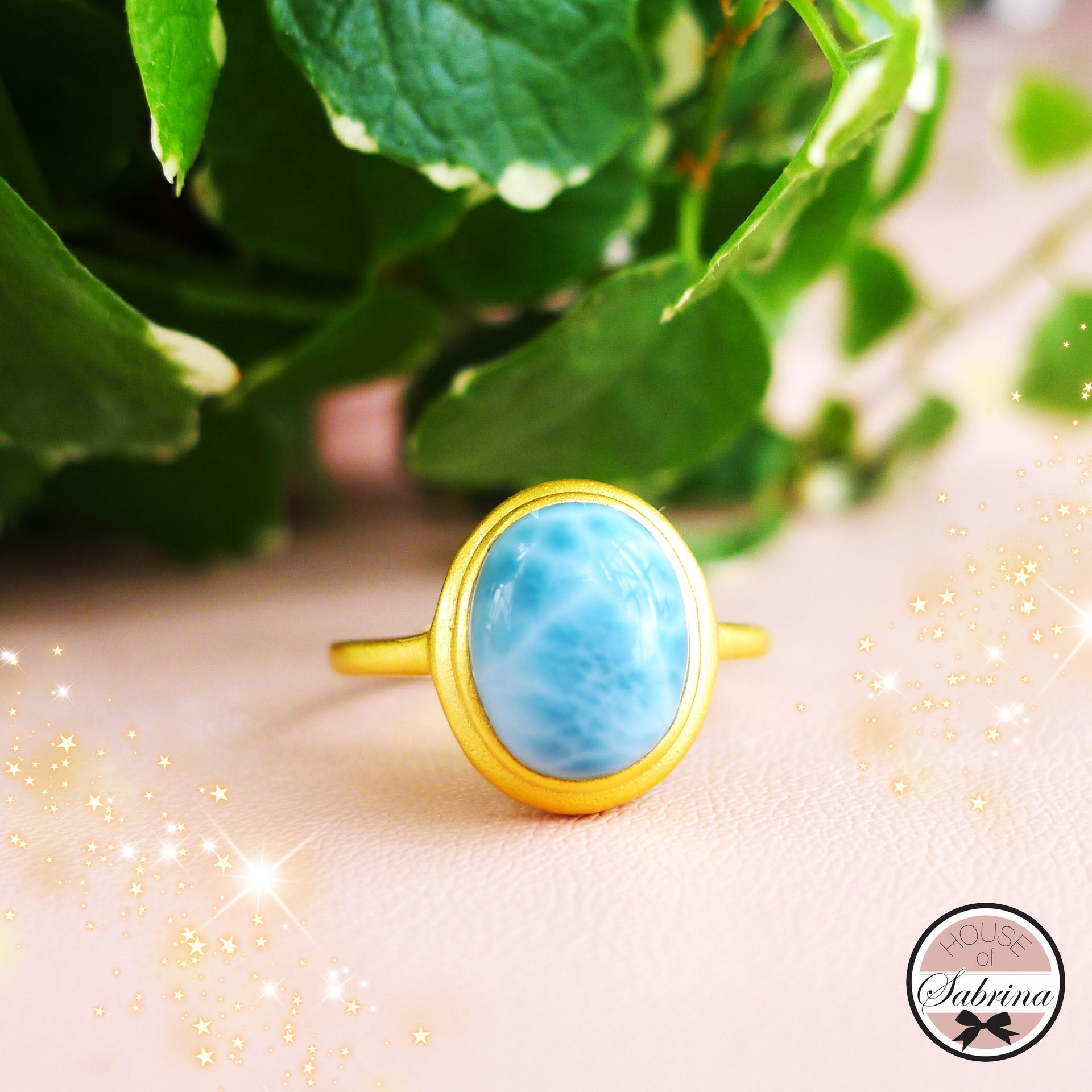 HIGH GRADE LARIMAR OVAL RING