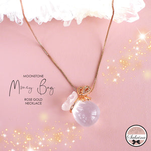 MOONSTONE MONEY BAG ROSE GOLD NECKLACE