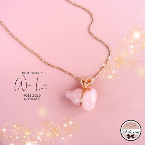 ROSE QUARTZ WU LUO ROSE GOLD NECKLACE