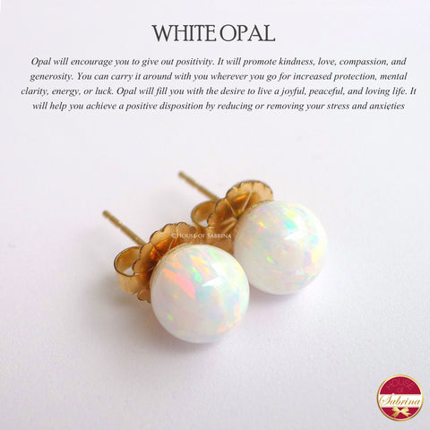 WHITE OPAL STUD EARRINGS