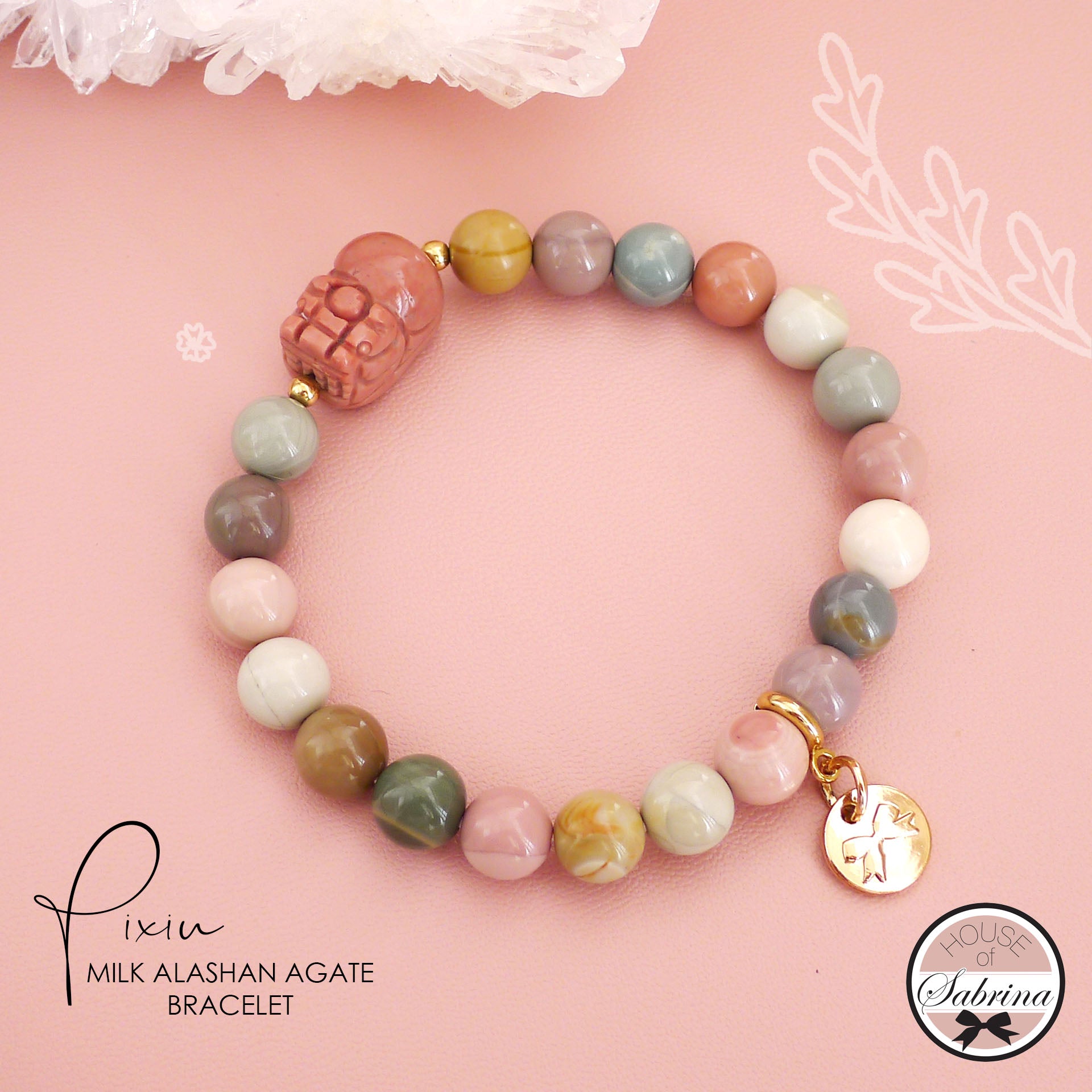 PIXIU MILK ALASHAN AGATE GEMSTONE BRACELET