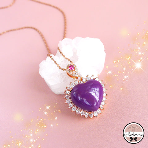 PURPLE MICA HEART NECKLACE