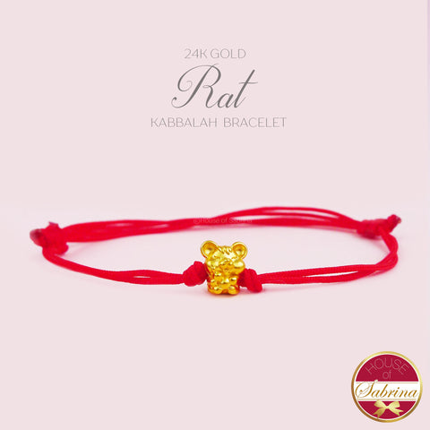 24K GOLD RAT KABBALAH RED STRING BRACELET