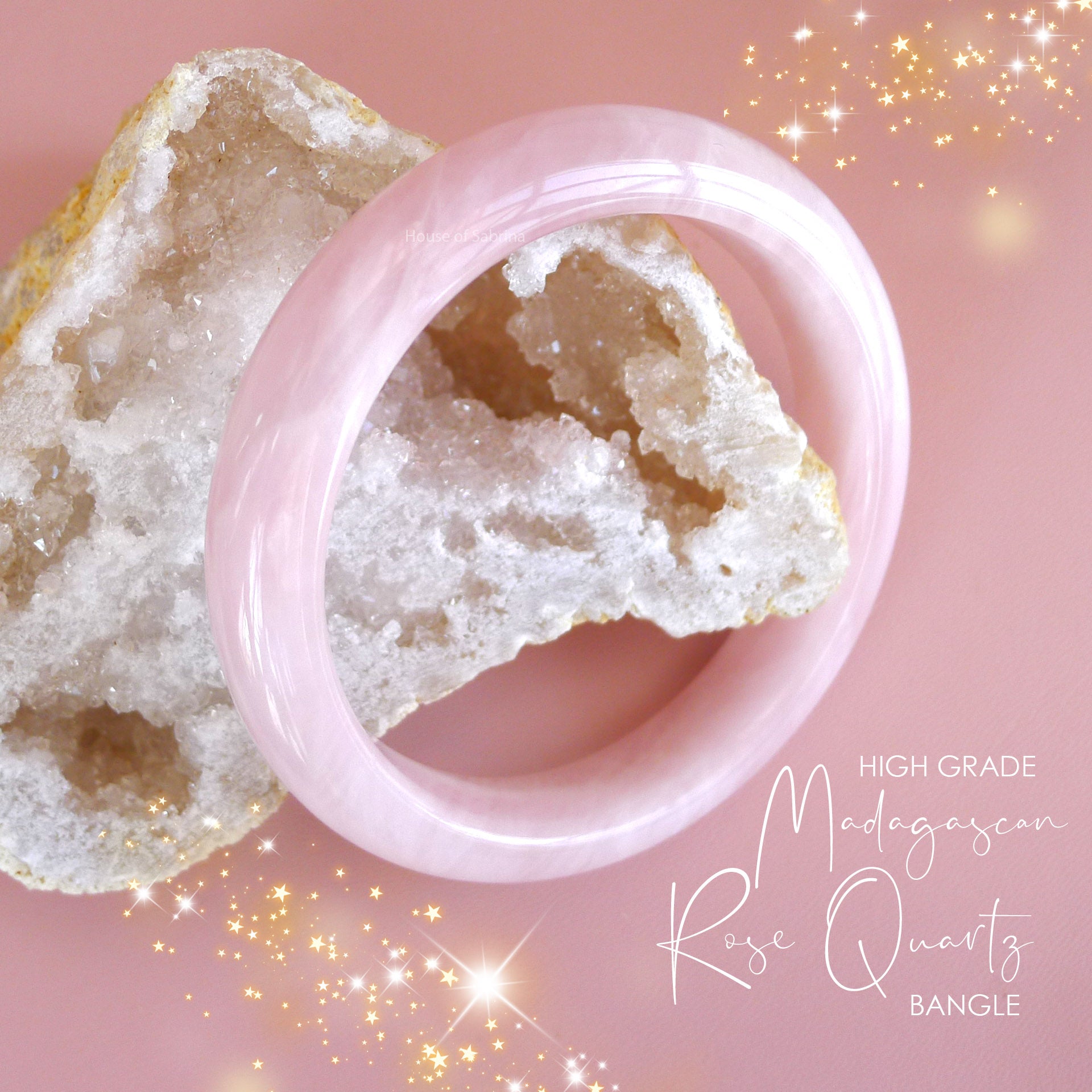 HIGH GRADE MADAGASCAN ROSE QUARTZ BANGLE