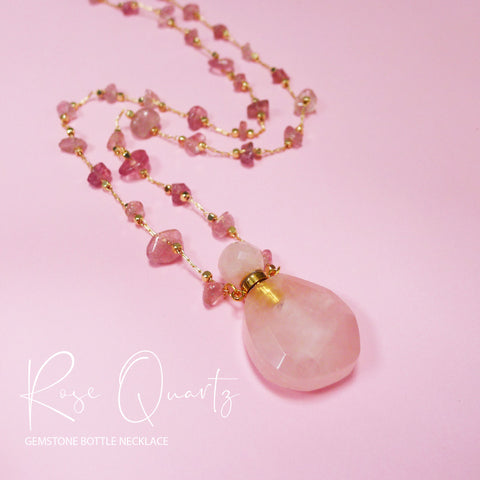 ROSE QUARTZ GEMSTONE BOTTLE NECKLACE