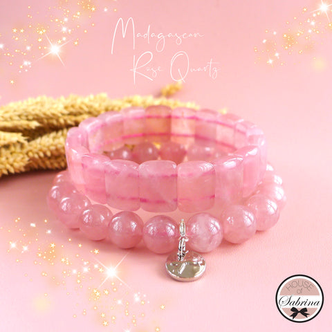 HIGH GRADE MADAGASCAN ROSE QUARTZ SOFT BANGLE SET