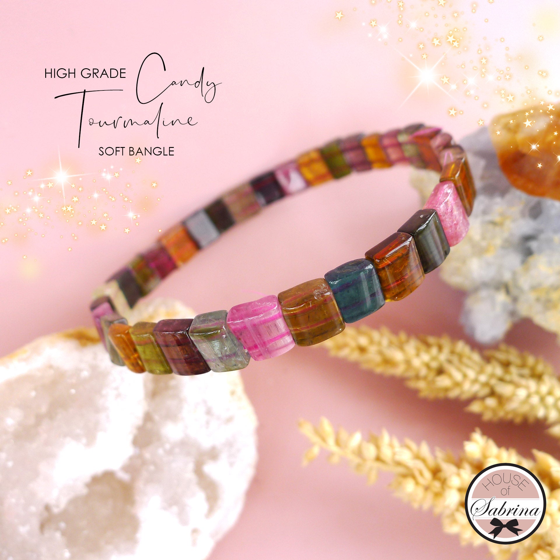 GEM GRADE CANDY TOURMALINE SOFT BANGLE GEMSTONE BRACELET