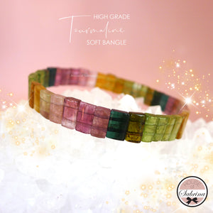 HIGH GRADE MULTICOLOURED TOURMALINE SOFT BANGLE (THIN)