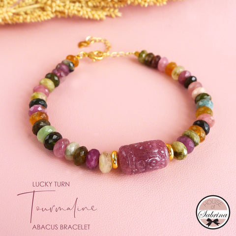 LUCKY TURN ABACUS TOURMALINE GEMSTONE BRACELET