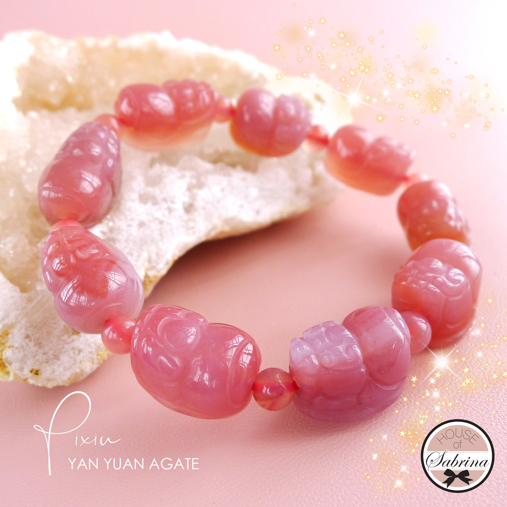 PIXIU PINK YAN YUAN AGATE BRACELET