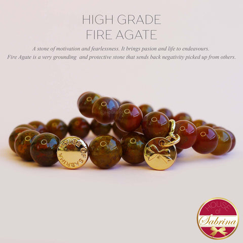 HIGH GRADE FIRE AGATE GEMSTONE BRACELET