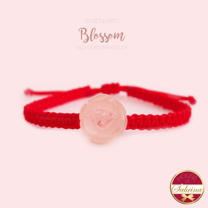 ROSE QUARTZ BLOSSOM RED CORD BRACELET