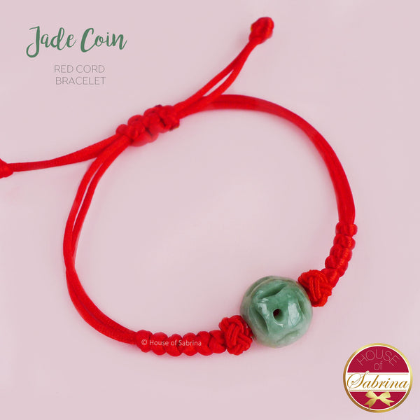 JADE COIN RED CORD BRACELETS